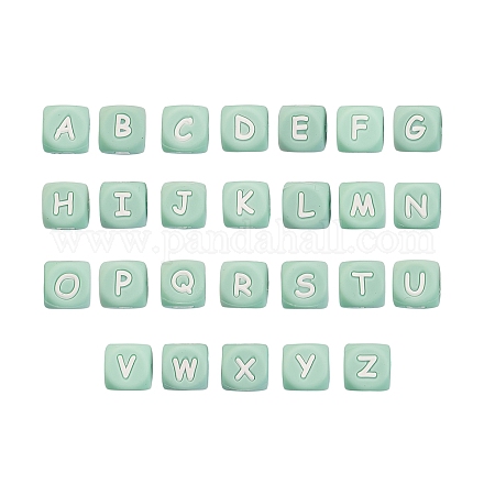 26 pz 26 perline in silicone stile alfabeto per la realizzazione di braccialetti o collane SIL-SZ0001-01C-1