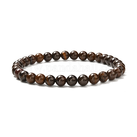 Bracelet extensible de perles rondes en opale boulder australienne naturelle de 6 mm pour hommes et femmes BJEW-JB07070-1