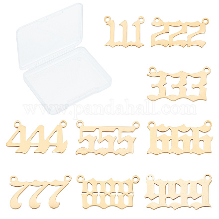 SUNNYCLUE 1 Box 9 Styles Angel Number Necklace Pendant Stainless Steel Golden Lucky Numbers 222 444 777 888 Charms Bulk for Jewelry Making Charms DIY Bracelets Keychains Crafts Findings STAS-SC0003-07-1