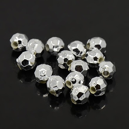 Plating Plastic Acrylic Faceted Round Beads PACR-L002-14mm-S-1