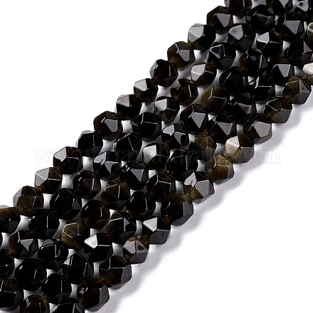 Chapelets de perles en obsidienne dorée naturelle G-C229-01A-1