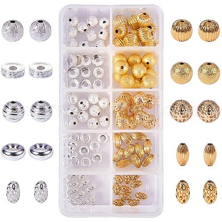 Nbeads une boîte de 100 pièces de perles métalliques en laiton KK-PH0034-13-1