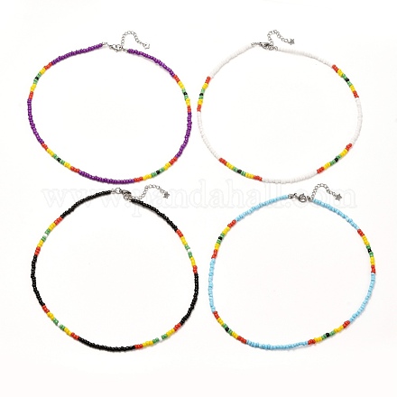Collares de abalorios de vidrio mostacillas NJEW-JN03646-1