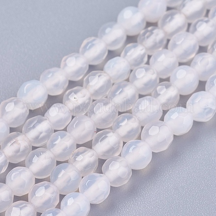 Chapelet de perles rondes en agate naturelle G-L084-4mm-14-1
