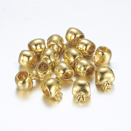 Perline europei foro grande stile tibetano in metallo X-TIBEB-R033-G-FF-1