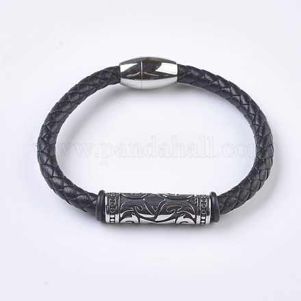 Bracelets de cordon en cuir tressé pour hommes BJEW-P194-11-1
