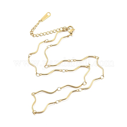 304 collar de cadena de eslabones de barra ondulada de acero inoxidable para mujer NJEW-A008-07G-1
