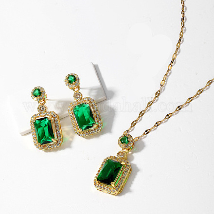 Set di gioielli da donna in ottone con micro pavé di zirconi cubici CT9369-2-1
