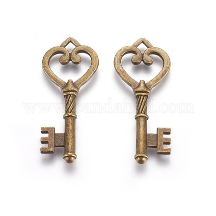Tibetan Style Alloy Key Pendants X-TIBEP-3277-AB-NR-1