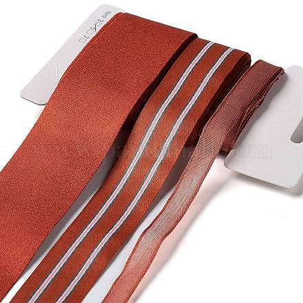 9 ヤード 3 スタイルのポリエステル リボン  DIY手作りクラフト用  髪のちょう結びとギフトの装飾  赤いカラーパレット  インディアンレッド  3/8~1-5/8 インチ (10~40mm) 約 3 ヤード/スタイル SRIB-C002-04B-1