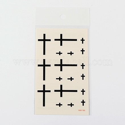 Cross Shapes Body Art Removable Fake Temporary Tattoos Paper Stickers X-AJEW-O010-09-1