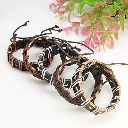 Valentines Day Gifts for Men Fashion Leather Cord Bracelets BJEW-G191-M-1