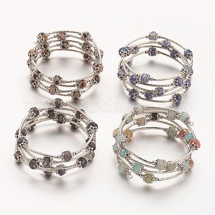 Natural Gemstone Wrap Bracelets BJEW-JB02649-1