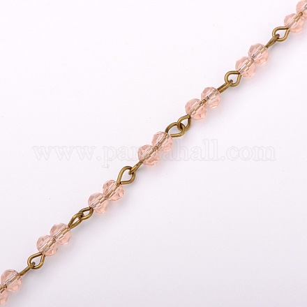 Ручной круглые стеклянные бусы цепи для ожерелья браслеты делает AJEW-JB00069-05-1