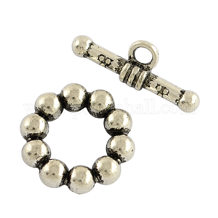 Tibetan Style Alloy Ring Toggle Clasps TIBE-2666-AS-FF-1