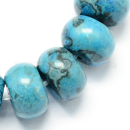 Окрашенный натуральный синий агат камень бусины рондель пряди X-G-S105-8mm-14-1
