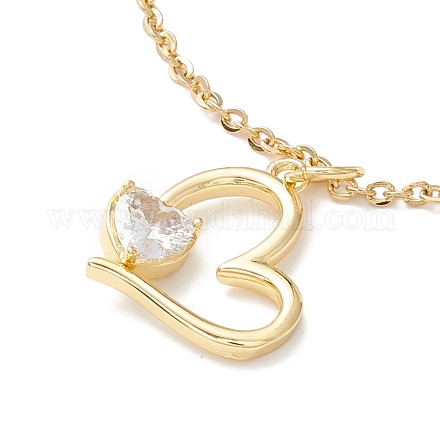 Clear Cubic Zirconia Heart Pendant Necklace NJEW-O125-04G-1