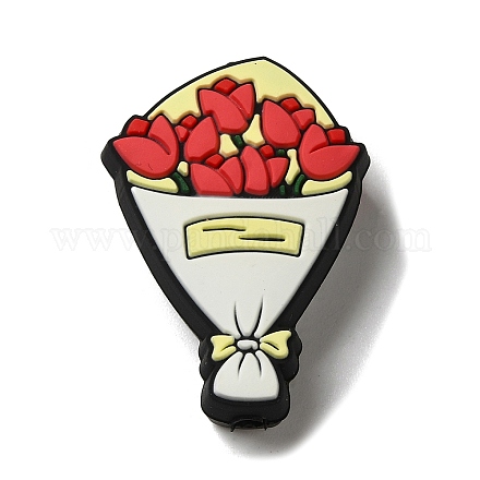 Valentinstag-Rosen-Fokalperlen aus lebensmittelechtem Silikon SIL-A006-07-1