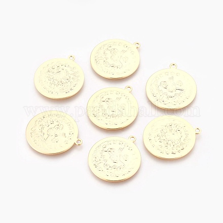 Brass Coin Pendants KK-K230-20G-NF-1