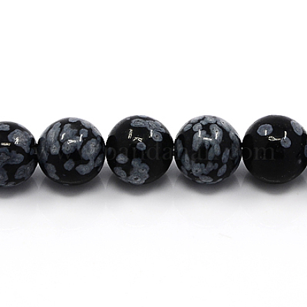 Chapelets de perles de flocon de neige en obsidienne naturelle X-G-G515-4mm-01-1