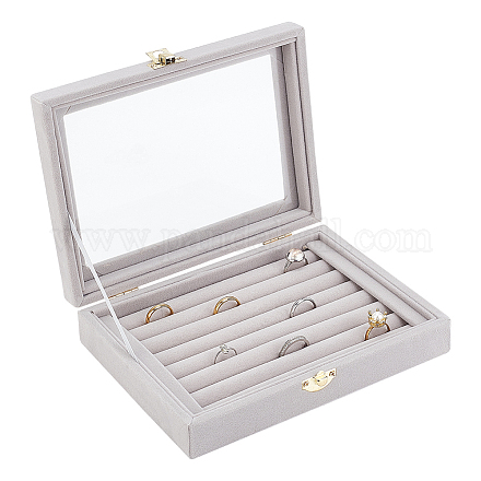 Boîtes de présentation de bijoux en velours VBOX-WH0014-01A-1