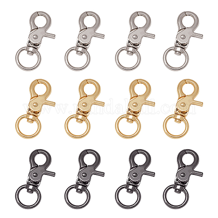 PandaHall 24pcs 3 colors Swivel Trigger Snap Hooks Quality Metal Clips Lobster Clasp O Ring for Keychain PALLOY-PH0005-90-1