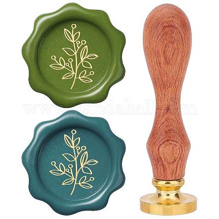 Brass Wax Seal Stamps with Rosewood Handle AJEW-WH0412-0106-1