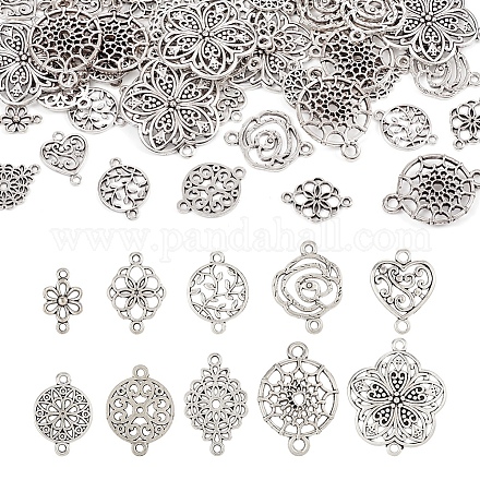 Pandahall 60Pcs 10 Styles Tibetan Style Alloy Connector Charms FIND-TA0002-97-1