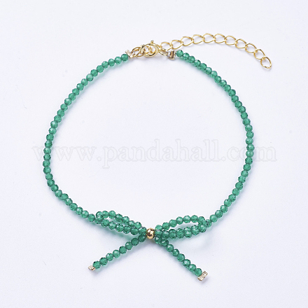 Synthetische Edelsteinimitation Smaragd Perlen Armbänder BJEW-I247-04-D-1