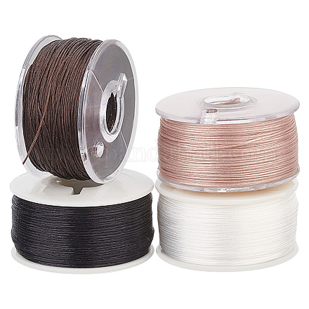 PandaHall Elite 4 Rolls 4 Colors Special Coated Polyester Beading Threads for Seed Beads OCOR-PH0002-65-1