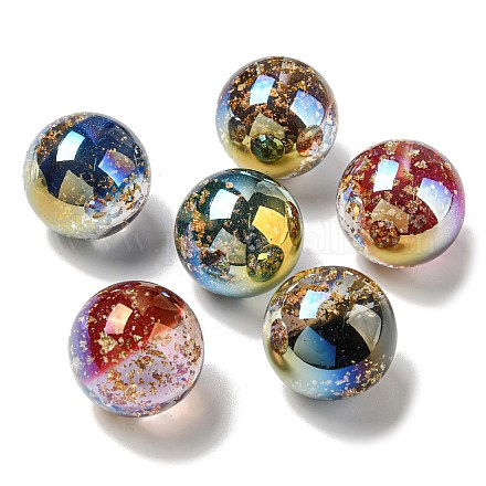 Perline in resina trasparente di colore sfumato con lamina d'oro FIND-Z030-12-1