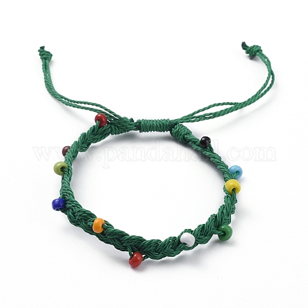 Bracelets de perles tressées en corde de polyester ciré BJEW-JB04792-06-1