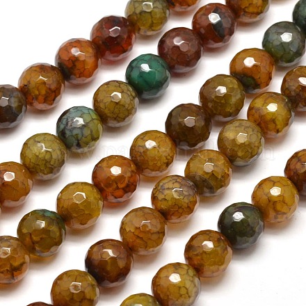 Dyed Natural Agate Faceted Round Beads Strands G-E268-08-1