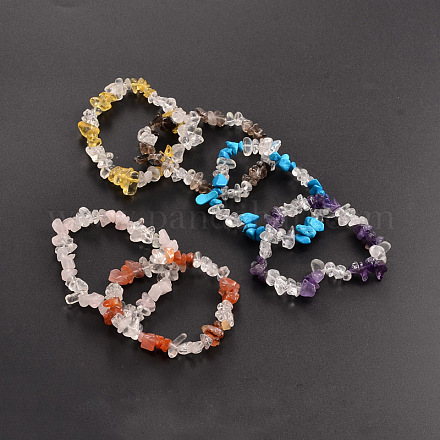 Bracelets extensible avec perles en pierre précieuse X-BJEW-JB01825-1