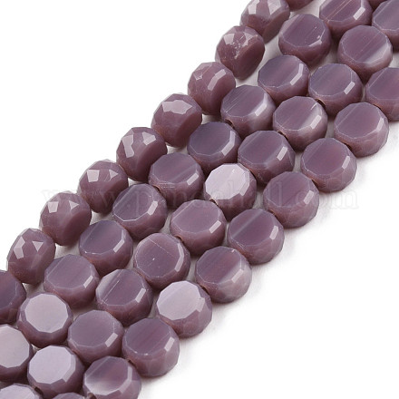 Chapelets de perles en verre opaque de couleur unie GLAA-N052-05B-A07-1