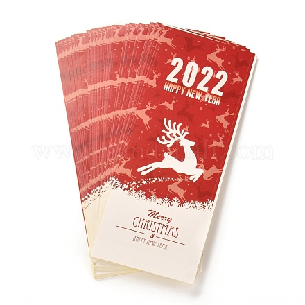 Rectángulo de temática navideña con pegatinas de sellado de papel revestido de palabras DIY-A018-07A-1
