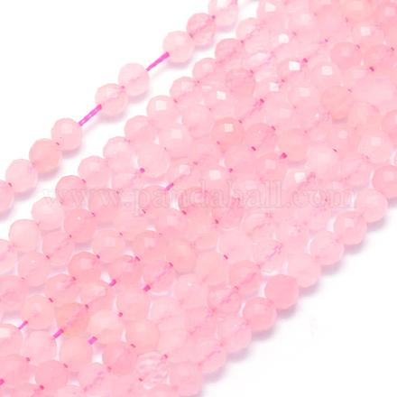 Granos naturales de abalorios de cuarzo rosa G-E411-26-4mm-1