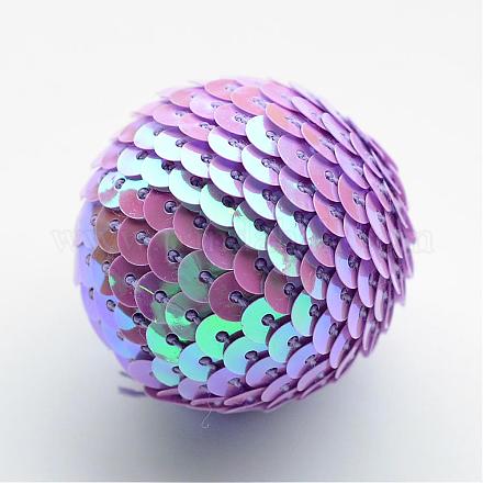 Handmade Woven Foam Wrapped with Paillettes Round Beads WOVE-T001-18mm-03-1