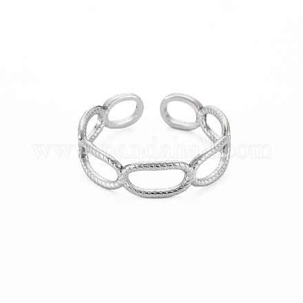 304 anello per polsino avvolgente ovale aperto in acciaio inossidabile per donna RJEW-S405-192P-1