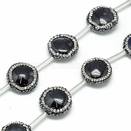 Natural Black Onyx Rhinestone Beads G-Q487-01-1