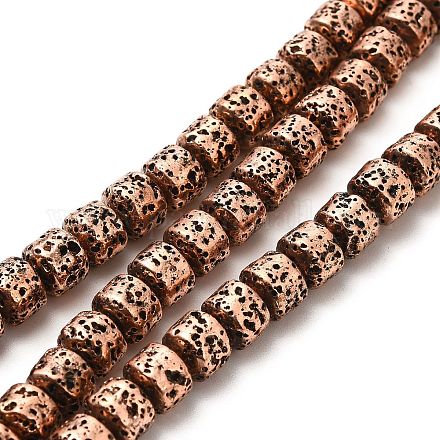 Electroplated Natural Lava Rock Beads Strands G-G984-10R-1