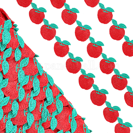 Chgcraft ポリエステル 刺繍 裁縫 トリミング  DIYアクセサリー  りんご  先生の日のために  レッド  33x1mm DIY-CA0005-04B-1