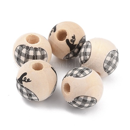 Autumn Theme Natural Wooden Beads WOOD-O005-03A-1