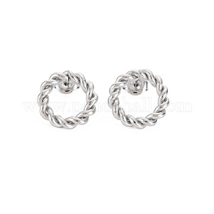 304 boucles d'oreilles clous anneau corde torsadée en acier inoxydable pour femme EJEW-N097-006P-1