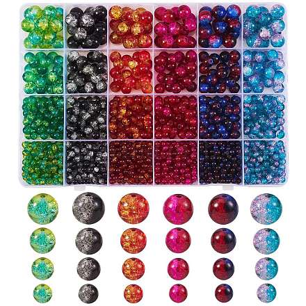 1500 pièces 24 perles de verre craquelées peintes à la bombe CCG-SZ0001-12-1