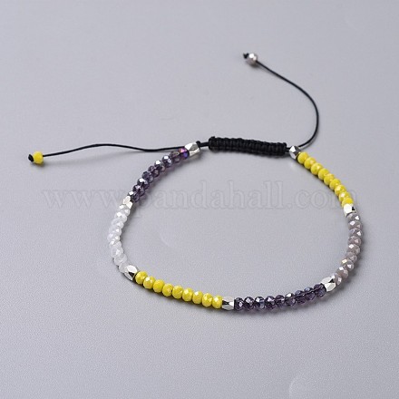 Electroplate Glass Braided Bead Bracelets BJEW-JB04240-05-1