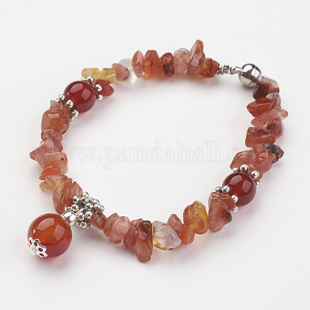 Bracelets de perles naturelles cornaline X-BJEW-JB02737-03-1
