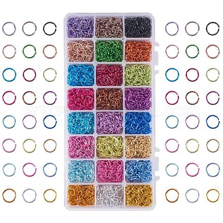 Pandahall 1 scatola (circa 2640 pezzi) anelli di salto aperti in filo di alluminio colorato per accessori per la creazione di gioielli ALUM-PH0003-03-8mm-1