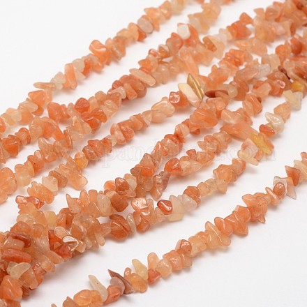 Puces naturelles perles aventurine rouge brins G-N0164-37-1