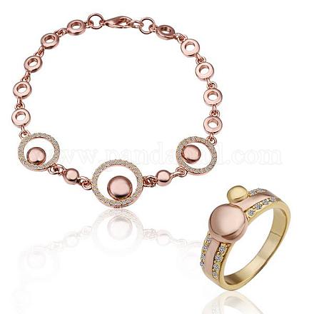 Real Gold & Rose Gold PlatedEco-Friendly Tin Alloy Czech Rhinestone Party Jewelry Sets SJEW-BB11001-11-1